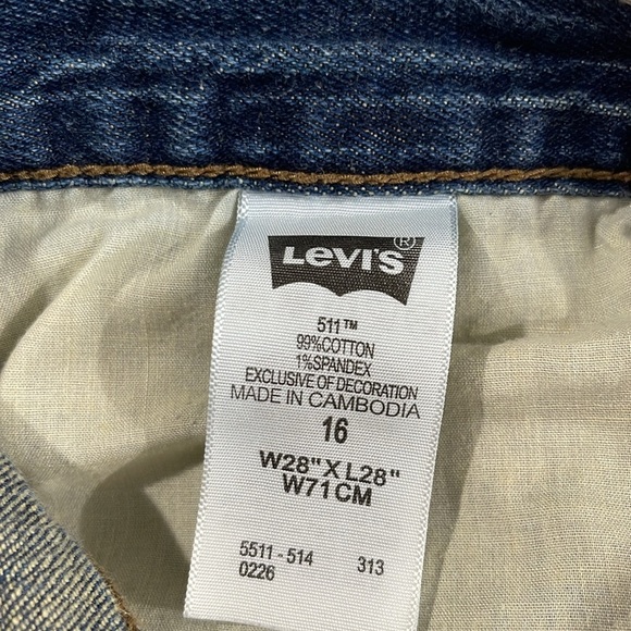 Levi's Girls Retro 511 Slim Straight Jeans Blue Medium Wash Size 16 28x28 - Picture 9 of 11